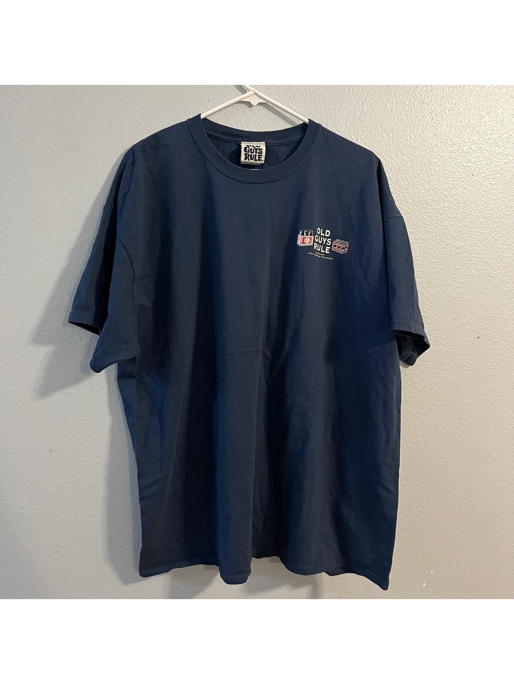 Old Guys Rule T Shirt Mens 2XL Navy Six of One Half Dozen Beer Graphic Tee